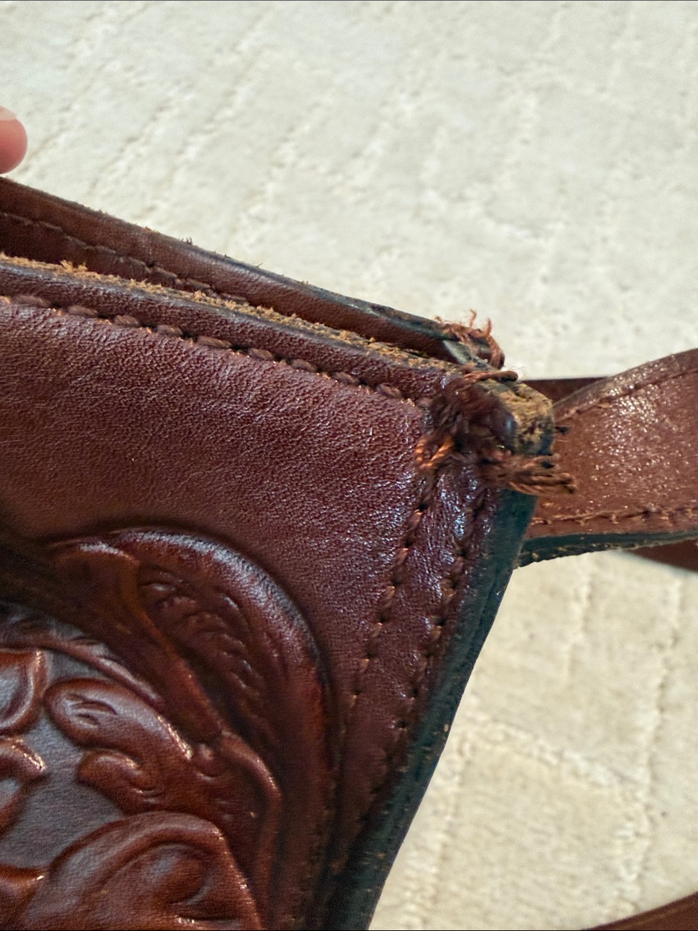 Patricia Nash Mahogany Brown Tooled Leather Crossbody Bag - Picture 5 of 8